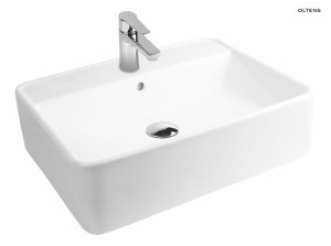 Oltens Duve Umywalka 58X43,5 Cm Nablatowa Prostokątna Biała 41312000