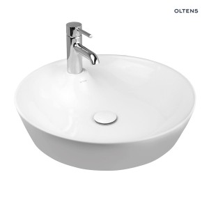 Oltens Lysake Umywalka 48,5 Cm Nablatowa Okrągła Biała 41307000