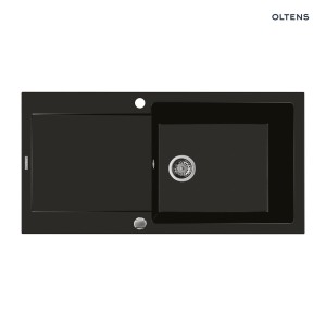 Oltens Gravan Zlewozmywak Granitowy 1-Komorowy Z Ociekaczem 100X50 Cm Czarny Mat 72101300