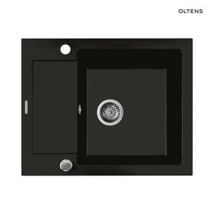 Oltens Gravan Zlewozmywak Granitowy 1-Komorowy Z Krótkim Ociekaczem 62X50 Cm Czarny Mat 72102300