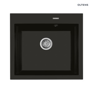 Oltens Gravan Zlewozmywak Granitowy 1-Komorowy 57X51,5 Cm Czarny Mat 72000300