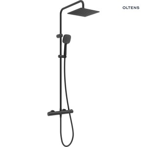 Oltens Atran (S) Zestaw Prysznicowy Termostatyczny Z Deszczownicą Kwadratową Czarny Mat 36501300