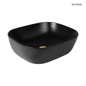 Oltens Hamnes Umywalka 46,5X37,5 Cm Nablatowa Owalna Czarny Mat 40301300