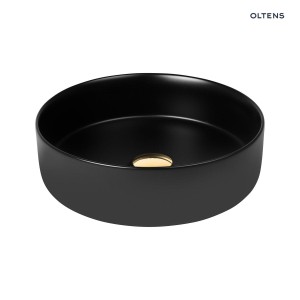 Oltens Lagde Umywalka 35,5 Cm Nablatowa Okrągła Z Powłoką Smartclean Czarny Mat 40804300
