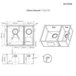Oltens Stalvask zlewozmywak stalowy 1,5-komorowy 58x44 cm stal polerowana 71200100