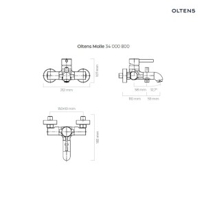 Oltens Molle bateria wannowo-prysznicowa ścienna złoto szczotkowane 34000810