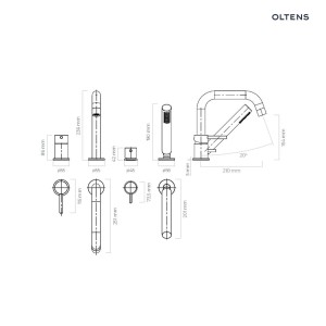 Oltens Molle bateria wannowo-prysznicowa 4-otworowa złoto szczotkowane 34200810