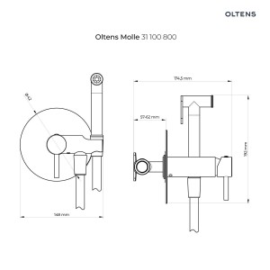 Oltens Molle bateria bidetowa podtynkowa ze słuchawką prysznicową złoty połysk 31100800