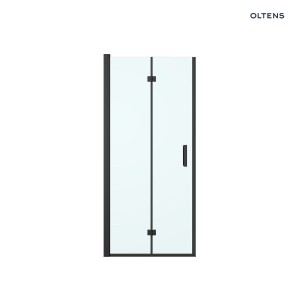 Oltens Hallan drzwi prysznicowe 80 cm wnękowe czarny mat/szkło przezroczyste 21200300
