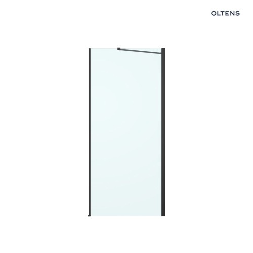 Oltens Hallan ścianka prysznicowa 80 cm boczna do drzwi czarny mat/szkło przezroczyste 22100300