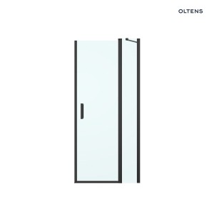 Oltens Verdal drzwi prysznicowe 80 cm wnękowe czarny mat/szkło przezroczyste 21203300