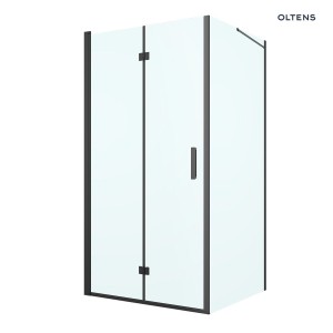 Oltens Hallan kabina prysznicowa 100x100 cm kwadratowa drzwi ze ścianką czarny mat/szkło przezroczyste 20009300