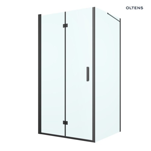 Oltens Hallan kabina prysznicowa 100x100 cm kwadratowa drzwi ze ścianką czarny mat/szkło przezroczyste 20009300