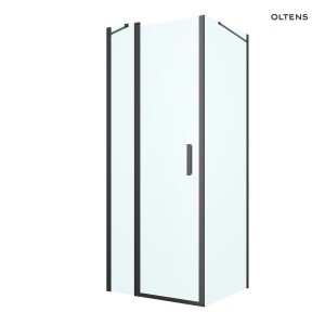 Oltens Verdal kabina prysznicowa 80x80 cm kwadratowa drzwi ze ścianką czarny mat/szkło przezroczyste 20010300