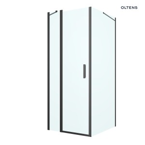 Oltens Verdal kabina prysznicowa 80x100 cm prostokątna drzwi ze ścianką czarny mat/szkło przezroczyste 20206300