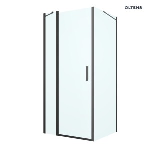 Oltens Verdal kabina prysznicowa 90x90 cm kwadratowa drzwi ze ścianką czarny mat/szkło przezroczyste 20011300