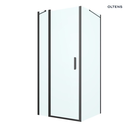 Oltens Verdal kabina prysznicowa 90x90 cm kwadratowa drzwi ze ścianką czarny mat/szkło przezroczyste 20011300
