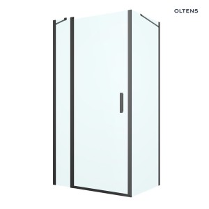 Oltens Verdal kabina prysznicowa 100x80 cm prostokątna drzwi ze ścianką czarny mat/szkło przezroczyste 20209300