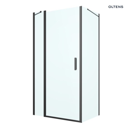 Oltens Verdal kabina prysznicowa 100x80 cm prostokątna drzwi ze ścianką czarny mat/szkło przezroczyste 20209300