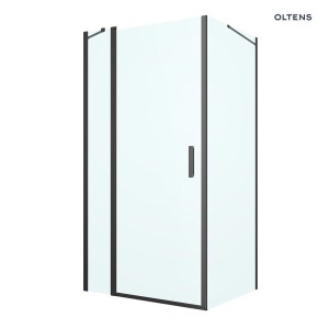 Oltens Verdal kabina prysznicowa 100x90 cm protokątna drzwi ze ścianką czarny mat/szkło przezroczyste 20211300