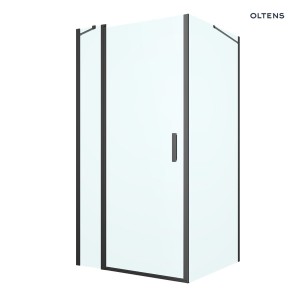 Oltens Verdal kabina prysznicowa 100x100 cm kwadratowa drzwi ze ścianką czarny mat/szkło przezroczyste 20012300