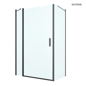 Oltens Verdal kabina prysznicowa 120x80 cm prostokątna drzwi ze ścianką czarny mat/szkło przezroczyste 20210300