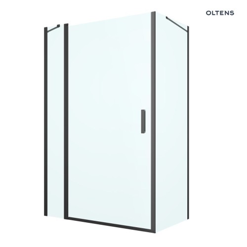 Oltens Verdal kabina prysznicowa 120x80 cm prostokątna drzwi ze ścianką czarny mat/szkło przezroczyste 20210300
