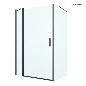 Oltens Verdal kabina prysznicowa 120x90 cm protokątna czarny mat/szkło przezroczyste drzwi ze ścianką 20213300