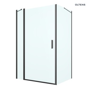 Oltens Verdal kabina prysznicowa 120x100 cm prostokątna drzwi ze ścianką czarny mat/szkło przezroczyste 20214300