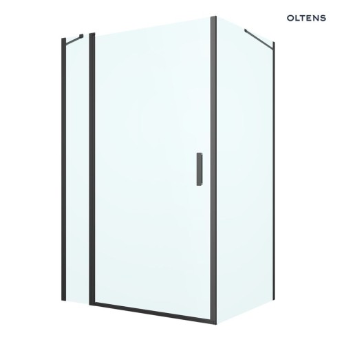 Oltens Verdal kabina prysznicowa 120x100 cm prostokątna drzwi ze ścianką czarny mat/szkło przezroczyste 20214300