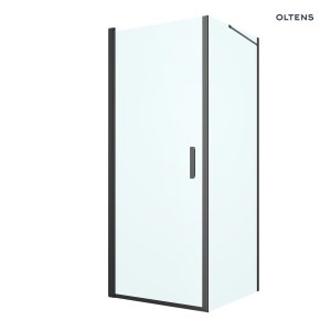 Oltens Rinnan kabina prysznicowa 80x90 cm prostokątna drzwi ze ścianką czarny mat/szkło przezroczyste 20212300
