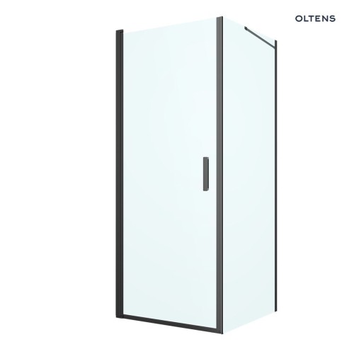 Oltens Rinnan kabina prysznicowa 80x90 cm prostokątna drzwi ze ścianką czarny mat/szkło przezroczyste 20212300
