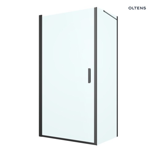 Oltens Rinnan kabina prysznicowa 100x80 cm prostokątna drzwi ze ścianką czarny mat/szkło przezroczyste 20218300