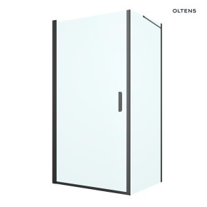 Oltens Rinnan kabina prysznicowa 100x90 cm prostokątna drzwi ze ścianką czarny mat/szkło przezroczyste 20219300