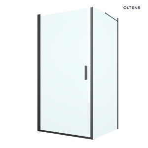 Oltens Rinnan kabina prysznicowa 100x100 cm kwadratowa drzwi ze ścianką czarny mat/szkło przezroczyste 20015300