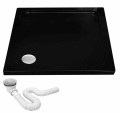 BRODZIK SAVOY BLACK 90x90x6cm + SYFON