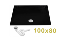BRODZIK SAVOY BLACK 80x100x6cm + SYFON