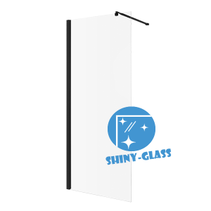 ŚCIANKA PRYSZNICOWA TYPU WALK-IN CZARNY PROFIL 110X200 Cm Z Powloka Shiny-Glass