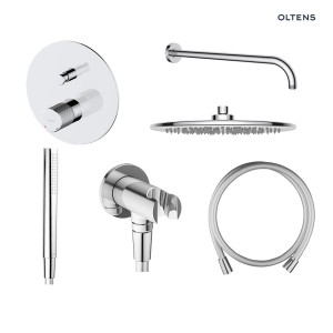 Zestaw Oltens Hamnes bateria podtynkowa z deszczownicą 30 cm Sondera i kompletem prysznicowym Ume chrom 36607100