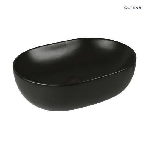 Oltens Hamnes Thin umywalka 49,5x35,5 cm nablatowa owalna czarny mat 40319300