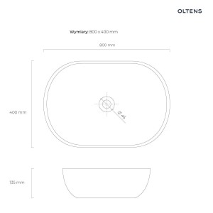 Oltens Hamnes Thin umywalka 80x40 cm nablatowa owalna czarny mat 40321300