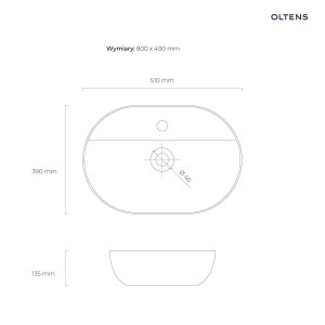 Oltens Hamnes Thin umywalka 51x39 cm nablatowa z otworem na baterię owalna czarny mat 41313300