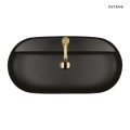 Oltens Hamnes Thin umywalka 80x40 cm nablatowa z otworem na baterię owalna czarny mat 41315300