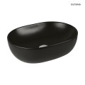 Oltens Hamnes Thin umywalka 49,5x35,5 cm nablatowa owalna z powłoką SmartClean czarny mat 40819300