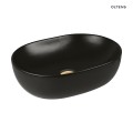 Oltens Hamnes Thin umywalka 49,5x35,5 cm nablatowa owalna z powłoką SmartClean czarny mat 40819300