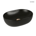 Oltens Hamnes Thin umywalka 49,5x35,5 cm nablatowa owalna z powłoką SmartClean czarny mat 40819300