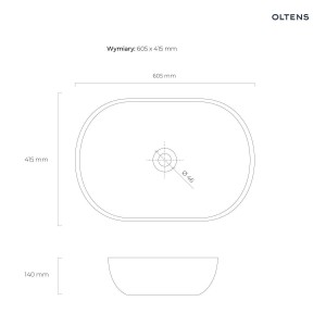 Oltens Hamnes Thin umywalka 60,5x41,5 cm nablatowa owalna z powłoką SmartClean czarny mat 40820300