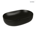 Oltens Hamnes Thin umywalka 60,5x41,5 cm nablatowa owalna z powłoką SmartClean czarny mat 40820300