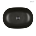 Oltens Hamnes Thin umywalka 60,5x41,5 cm nablatowa owalna z powłoką SmartClean czarny mat 40820300