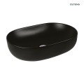 Oltens Hamnes Thin umywalka 60,5x41,5 cm nablatowa owalna z powłoką SmartClean czarny mat 40820300